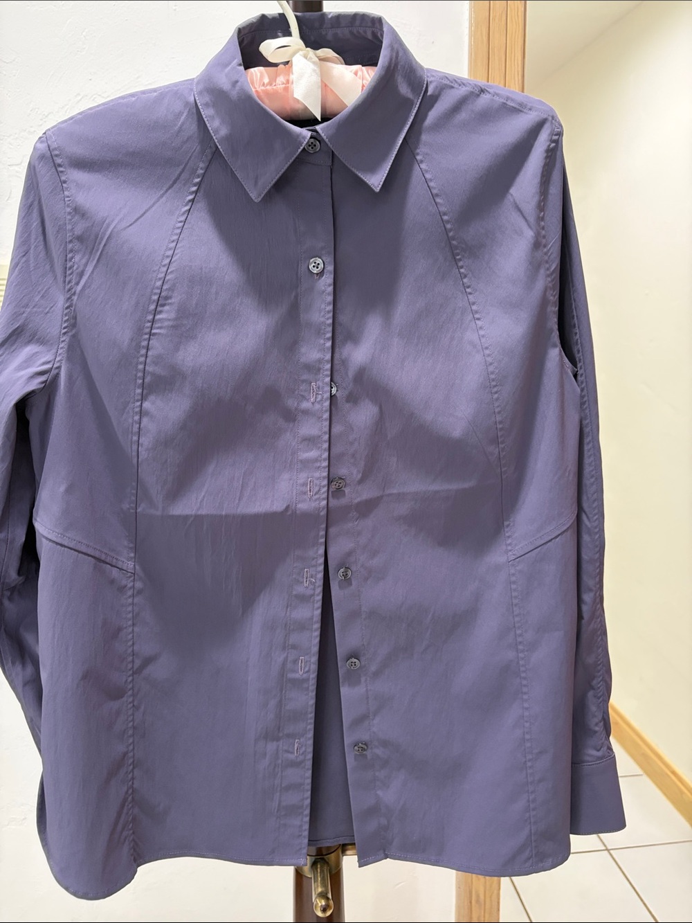 Athleta womens Button-Down Shirt in Purple/grey